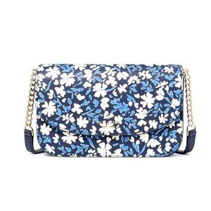New Kate Spade Kristi Shoreside Floral Print Flap Crossbody Blue Multicolor